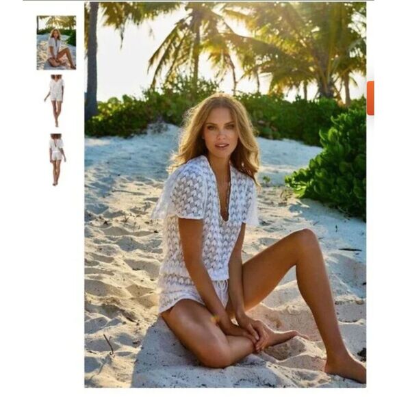 Melissa Odabash‎ Lola White Romper EUC Sz M Beach Feminine Swim Coverup Vacation - Picture 1 of 6